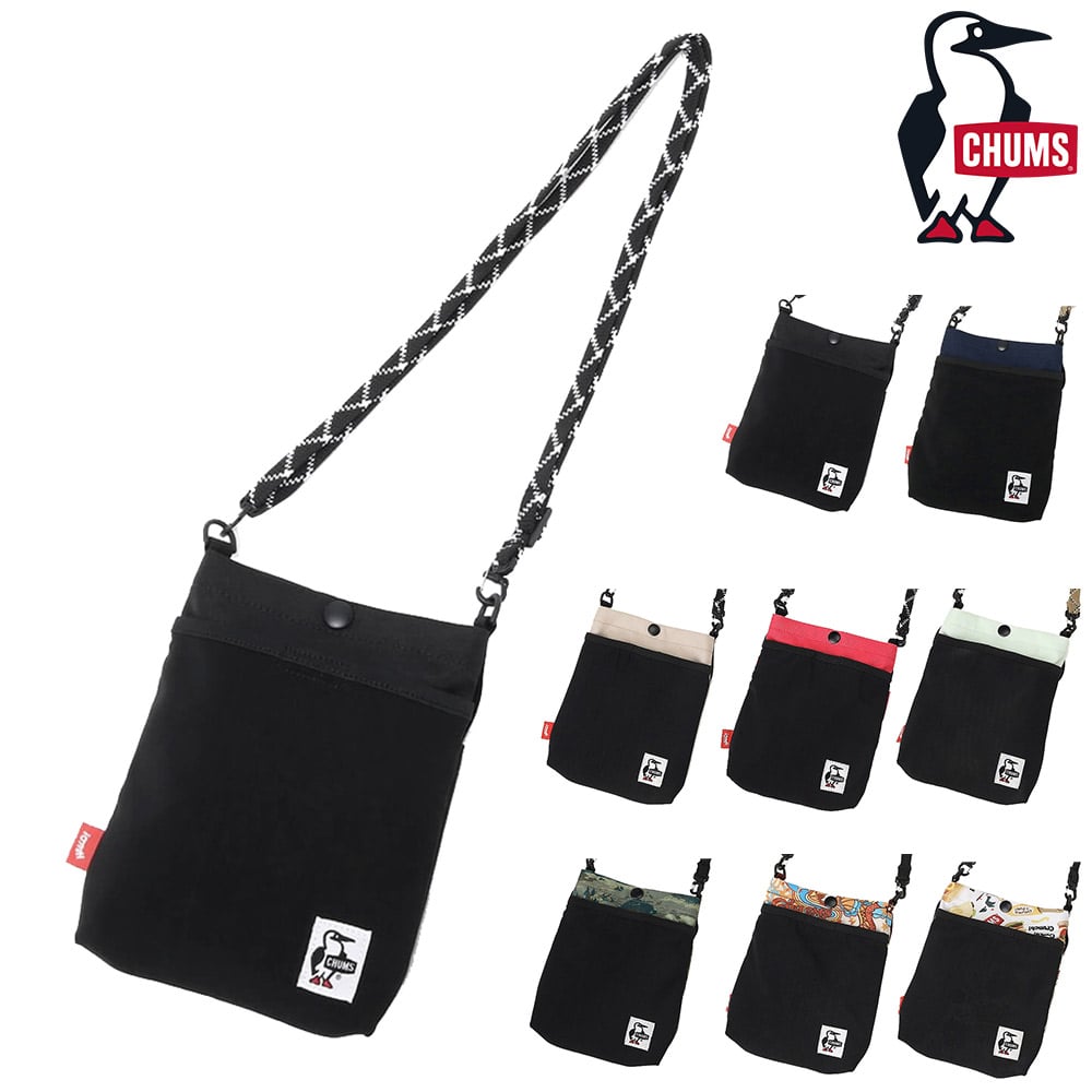 チャムス ショルダーバッグ ショルダーポーチ ミニ リサイクルメッシュポケットショルダーバッグ 1L CH60-3965 メンズ レディース キッズ プレゼント 正規代理店 1.ブラック -603965k001