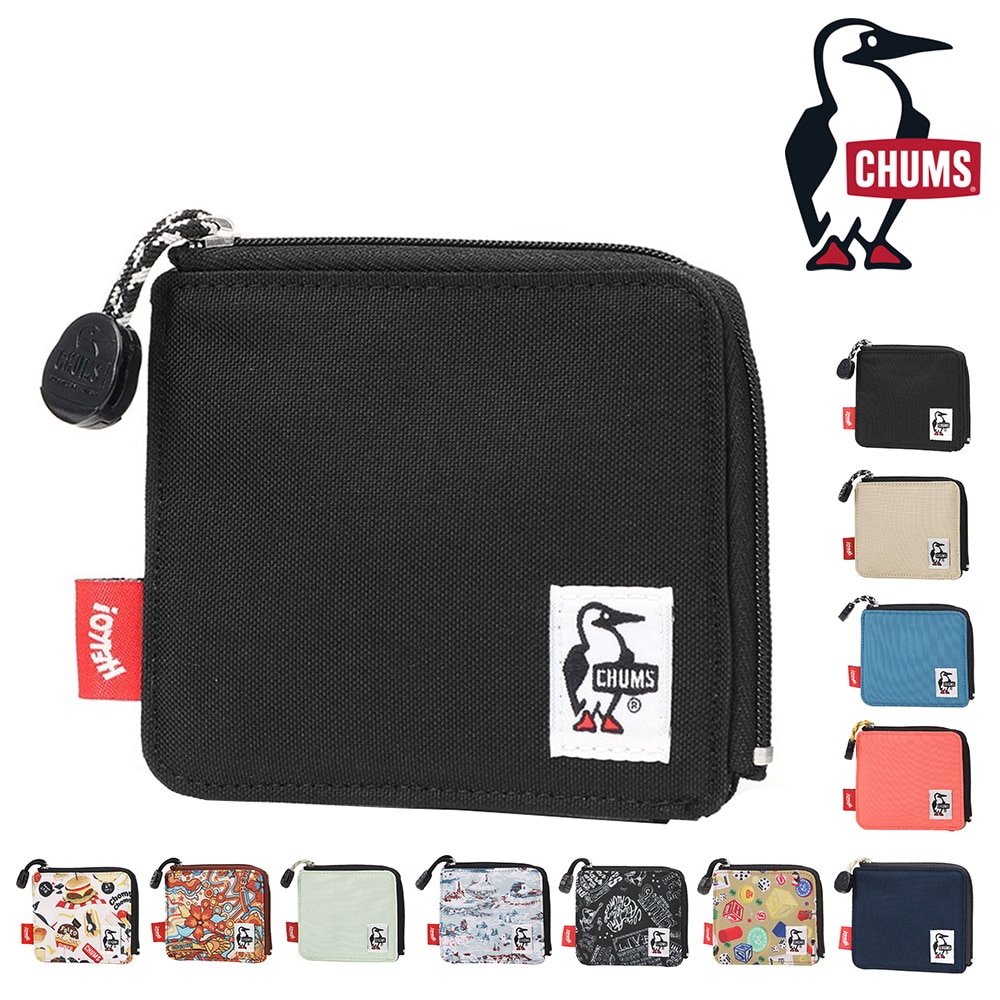チャムス 財布 ミニ財布 コンパクト スクエア型 CHUMS リサイクルエルシェイプトジップウォレット CH60-3996 メンズ レディース キッズ 送料無料 誕生日プレゼント ギフト ラッピング無料 一粒万倍日 吉日 【正規代理店】 1.ブラック -603996k001