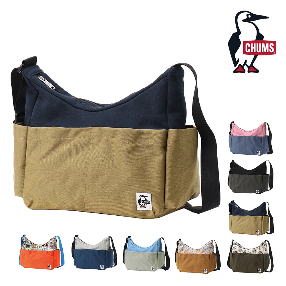チャムス バッグ ショルダーバッグ 横型 CHUMS プレッピーショルダーバッグスウェットナイロン 10L A4サイズ CH60-4008 メンズ レディース キッズ 送料無料 誕生日プレゼント ギフト ラッピング無料 【正規代理店】 3.ネイビーxベージュ -604008n016