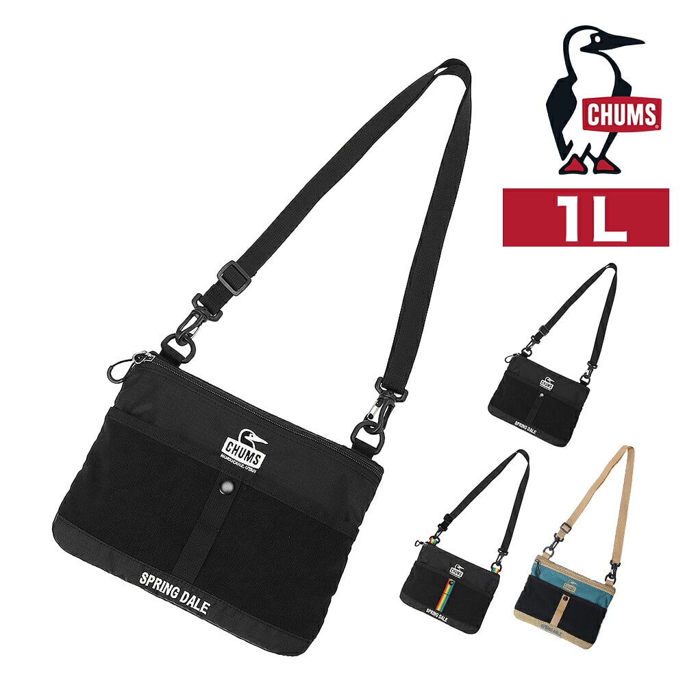チャムス ショルダーバッグ 斜め掛け サコッシュ 1L B6 2WAY CHUMS スプリングデールサコッシュ CH60-4103 メンズ レディース キッズ 誕生日プレゼント ギフト ラッピング無料 正規代理店 2.ブラックxホワイト -604103k071