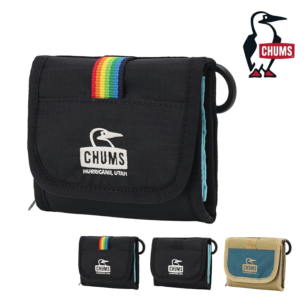 チャムス 財布 二つ折り財布 コンパクト CHUMS スプリングデールマルチウォレット CH60-4104 メンズ レディース キッズ 誕生日プレゼント ギフト ラッピング無料 正規代理店 1.ブラックxレインボー -604104k042