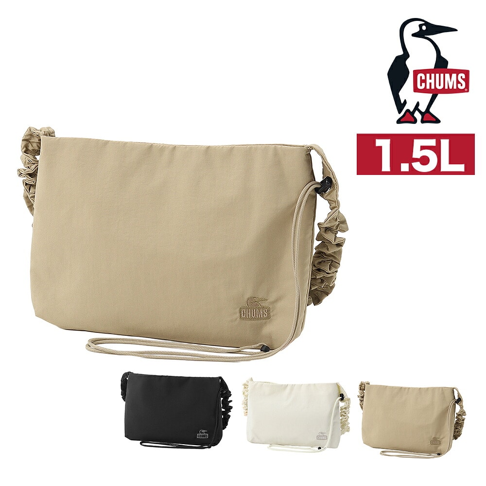 チャムス ショルダーバッグ サコッシュ 斜め掛け 撥水 軽量 1.5L B6 CHUMS ウェービーストラップミニショルダーバッグ CH60-4144 メンズ レディース キッズ 誕生日プレゼント ギフト ラッピング無料 正規代理店 3.ベージュ -604144b001