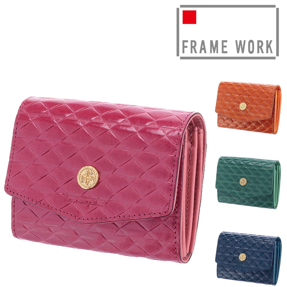 フレームワーク FRAME WORK モネータ 二つ折り財布 45010 1.ピンク 32x32レディース