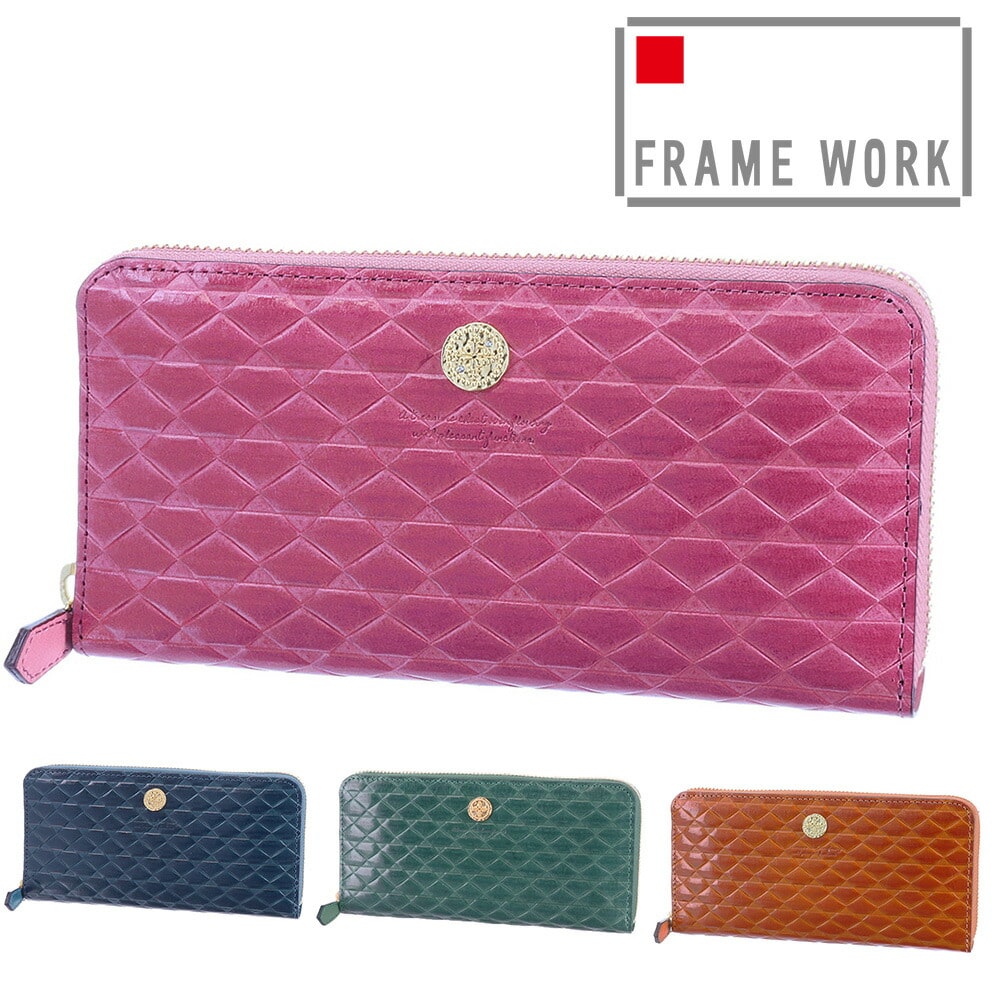 フレームワーク FRAME WORK モネータ ラウンドファスナー長財布 45013 1.ピンク 32x32レディース