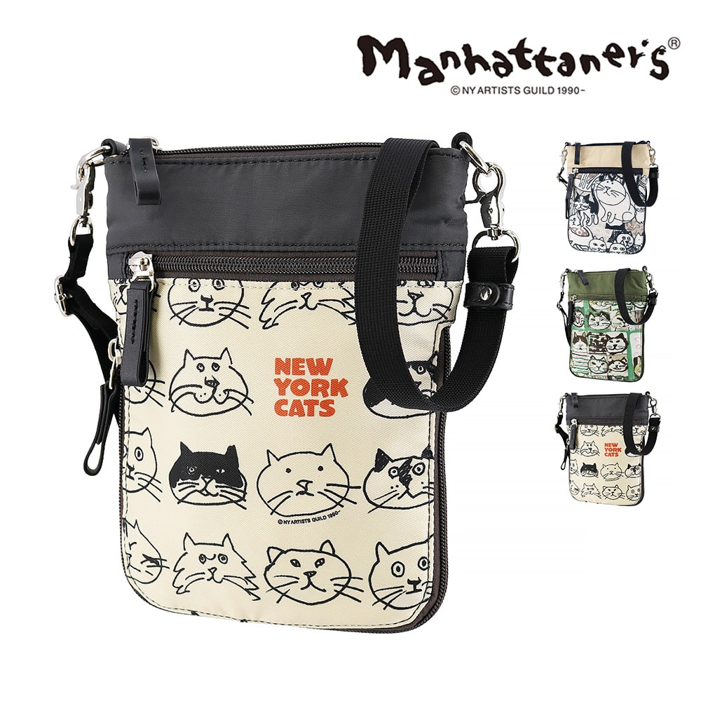 マンハッタナーズ バッグ ショルダーバッグ サブバッグ manhattaner's アベニュー ミニショルダーバッグ B6 0712470 レディース 送料無料 誕生日プレゼント ギフト ラッピング無料 【正規代理店】 1.猫顔NYキャッツ -0712470-5020