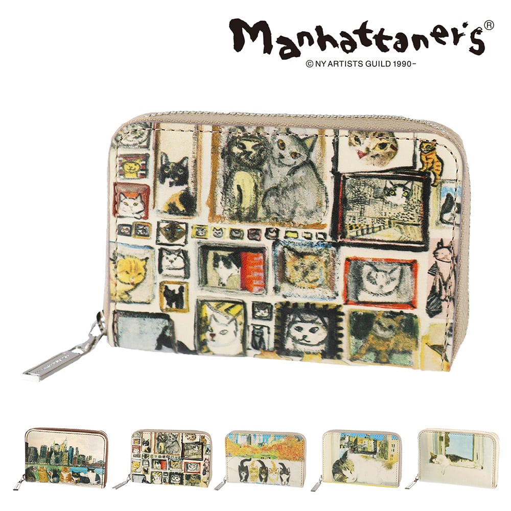 マンハッタナーズ 財布 小物 コインケース 小銭入れ 小物入れ マルチケース ポーチ manhattaner's トップパース ラウンドファスナー 0751521 レディース 送料無料 誕生日プレゼント ラッピング無料 【正規代理店】 3.額縁猫絵コレクション -0751521-1007
