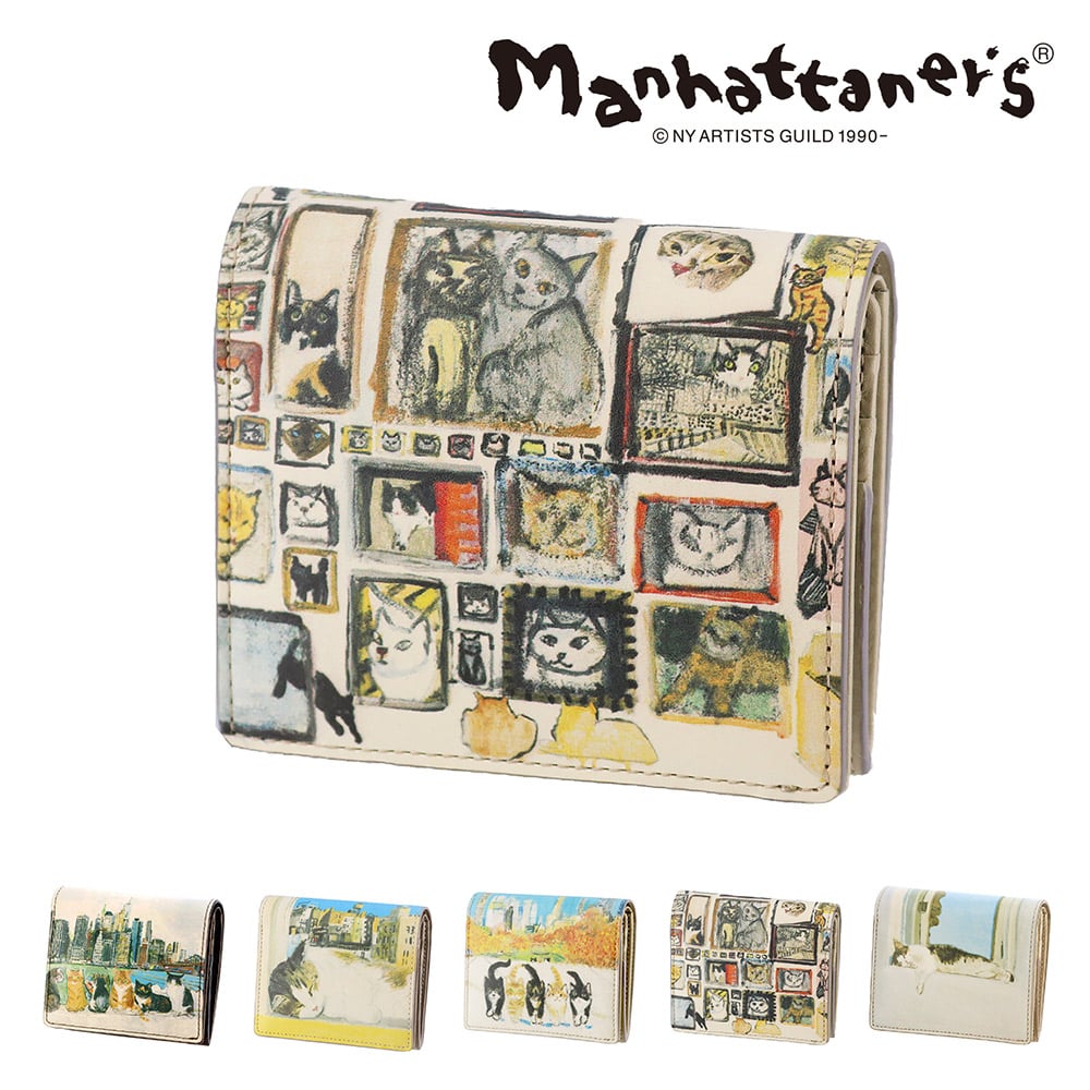 マンハッタナーズ 財布 小物 雑貨 二つ折り財布 2つ折り財布 折財布 manhattaner's トップパース ホックタイプ 0751522 レディース 送料無料 誕生日プレゼント ギフト ラッピング無料 【正規代理店】 3.額縁猫絵コレクション -0751522-1007