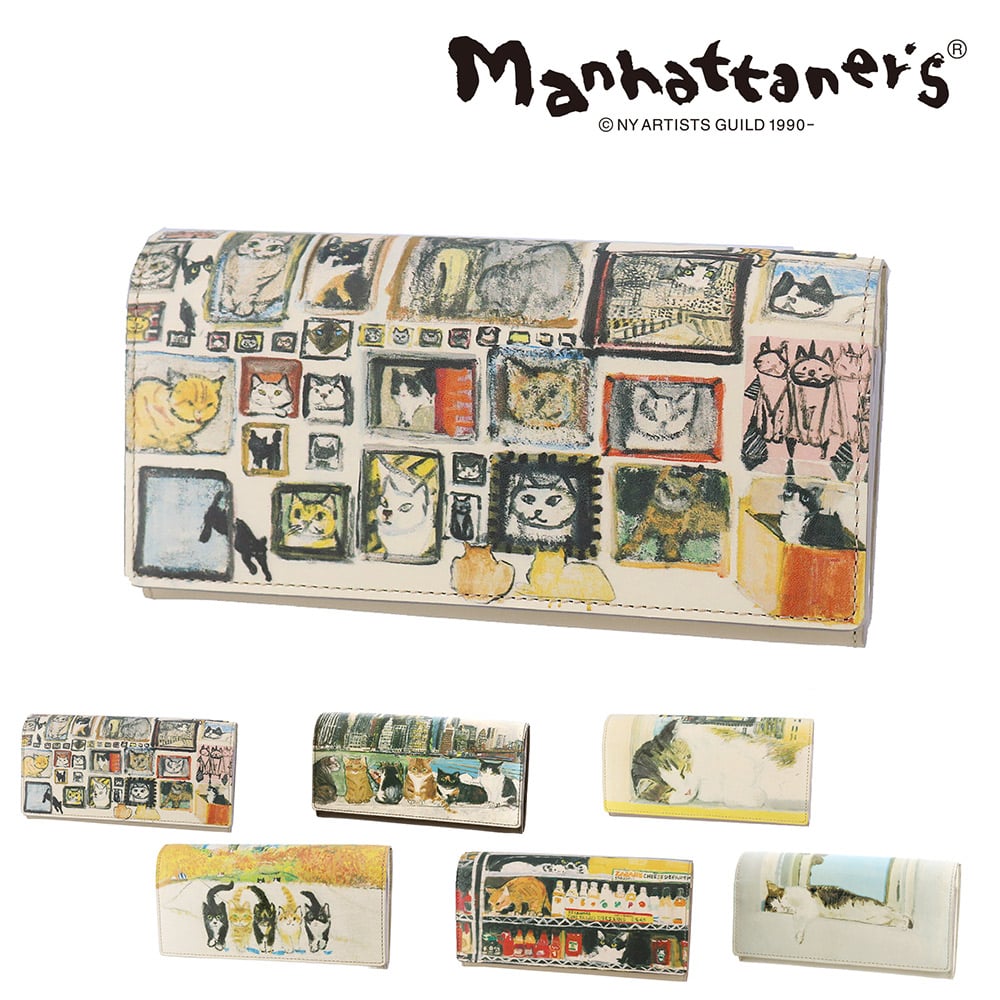 マンハッタナーズ 財布 長財布 本革 小物 雑貨 manhattaner's トップパース かぶせタイプ 0751515 0751525 レディース 送料無料 誕生日プレゼント ギフト ラッピング無料 【正規代理店】 3.額縁猫絵コレクション -0751525-1007