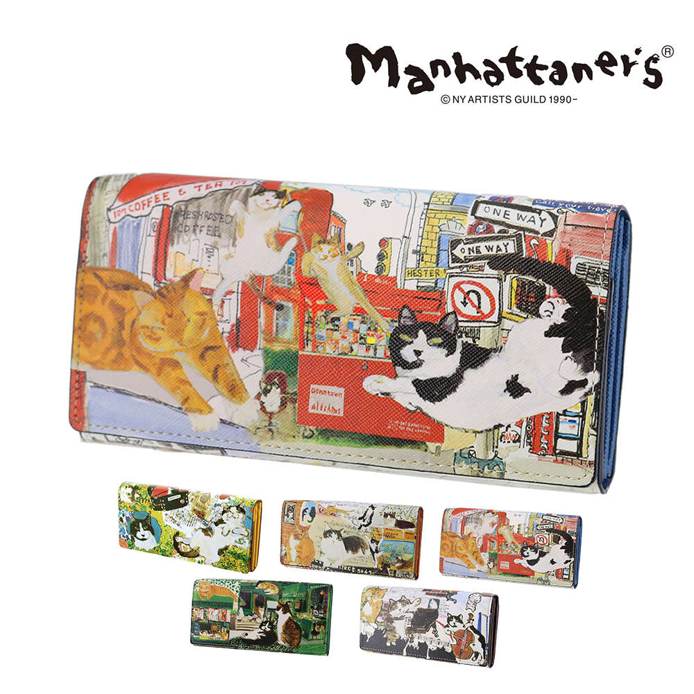 マンハッタナーズ 長財布 かぶせ manhattaner's ライブリーパース 0751665 3.ライブリーキャッツ -0751665-0053