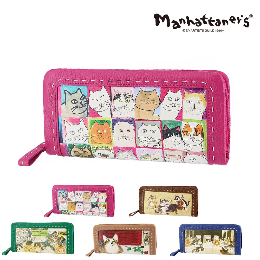 マンハッタナーズ 財布 長財布 ラウンドファスナー長財布 本革 manhattaner's クラフトパース 0751694 レディース 送料無料 誕生日プレゼント ギフト ラッピング無料 【正規代理店】 1.猫社会 -0751694-1037