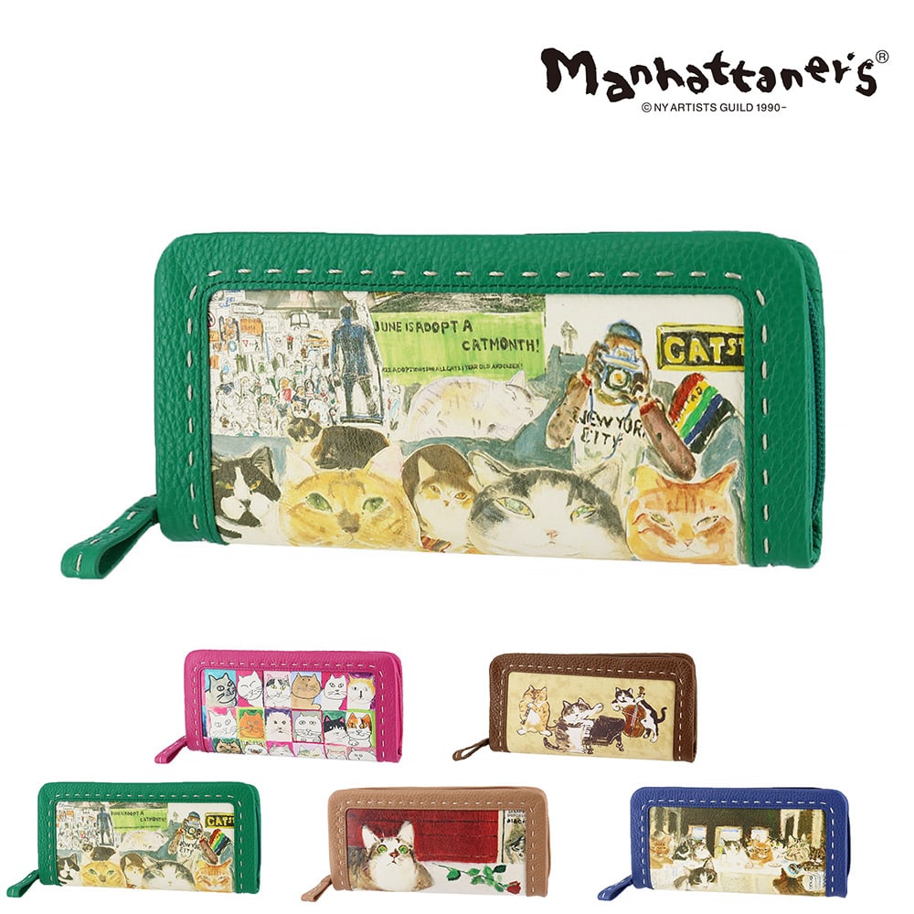 マンハッタナーズ 財布 長財布 ラウンドファスナー長財布 本革 manhattaner's クラフトパース 0751694 レディース 送料無料 誕生日プレゼント ギフト ラッピング無料 【正規代理店】 3.NY猫絵暦・六月 -0751694-1070