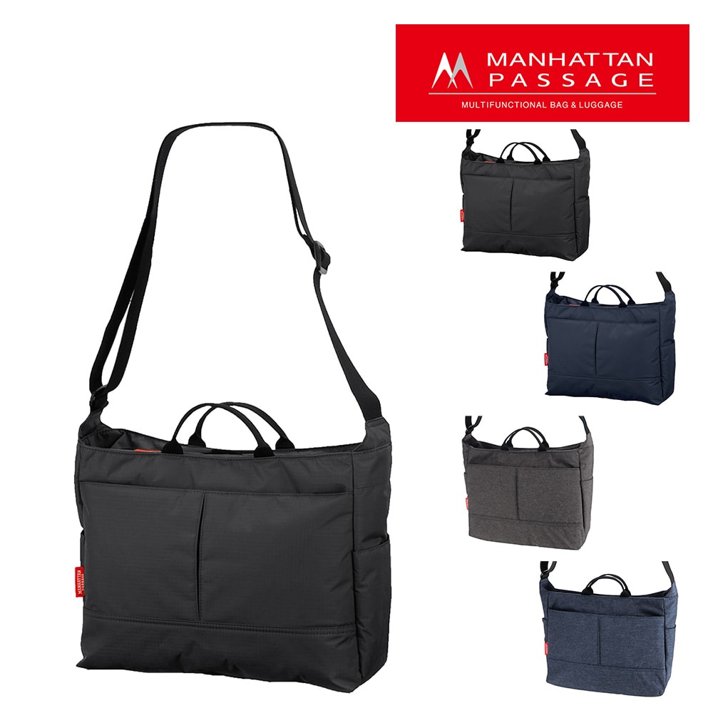 マンハッタンパッセージ MANHATTAN PASSAGE スタイリッシュ A4ショルダーバッグ コミューター 2506 1.ブラック -10xbk メンズ レディース