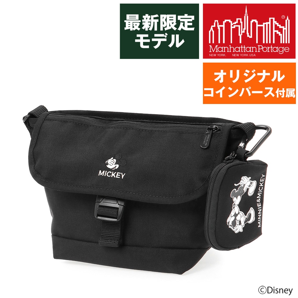 マンハッタンポーテージ バッグ Disney ミッキー Mickey Mouse ナイロンメッセンジャーバッグフラップジッパーポケット24 A5 MP1603FZPMIC24 メンズ レディース 誕生日プレゼント 正規代理店 ブラック -1000