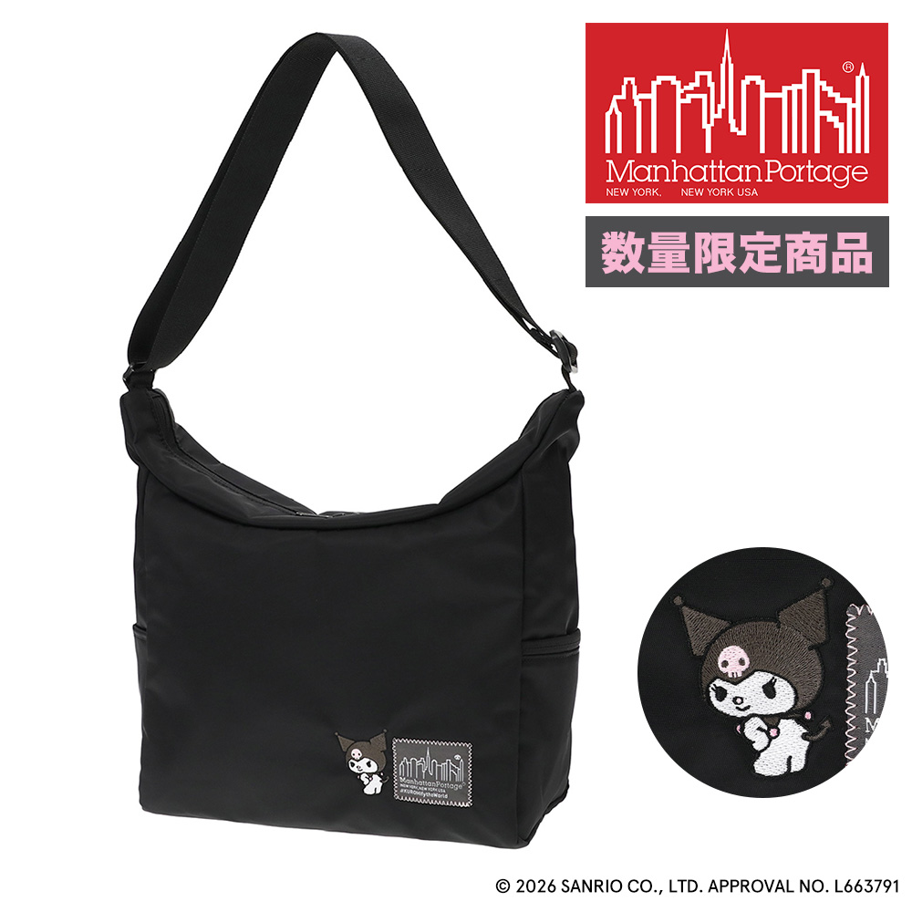 マンハッタンポーテージ サンリオ クロミ 斜め掛けバッグ スクエア型 ベッドスタイショルダーバッグ MP6041NTWLBKRM メンズ レディース キッズ コラボ 黒 限定モデル 送料無料 誕生日プレゼント ギフト ラッピング無料 正規代理店 ブラック -1000