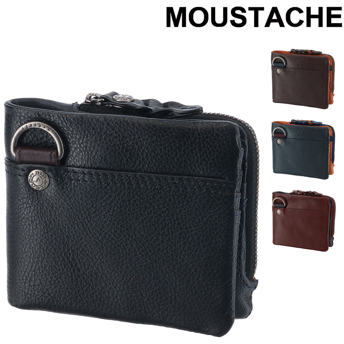 ムスタッシュ MOUSTACHE 二つ折り財布 pph4119 1.ブラック 10xblk メンズ
