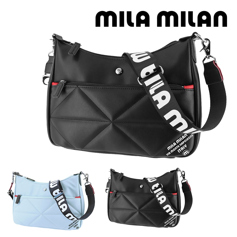 ミラ・ミラン mila milan テトラ 舟形ショルダーバッグ 252122 1.ブラック -blk レディース
