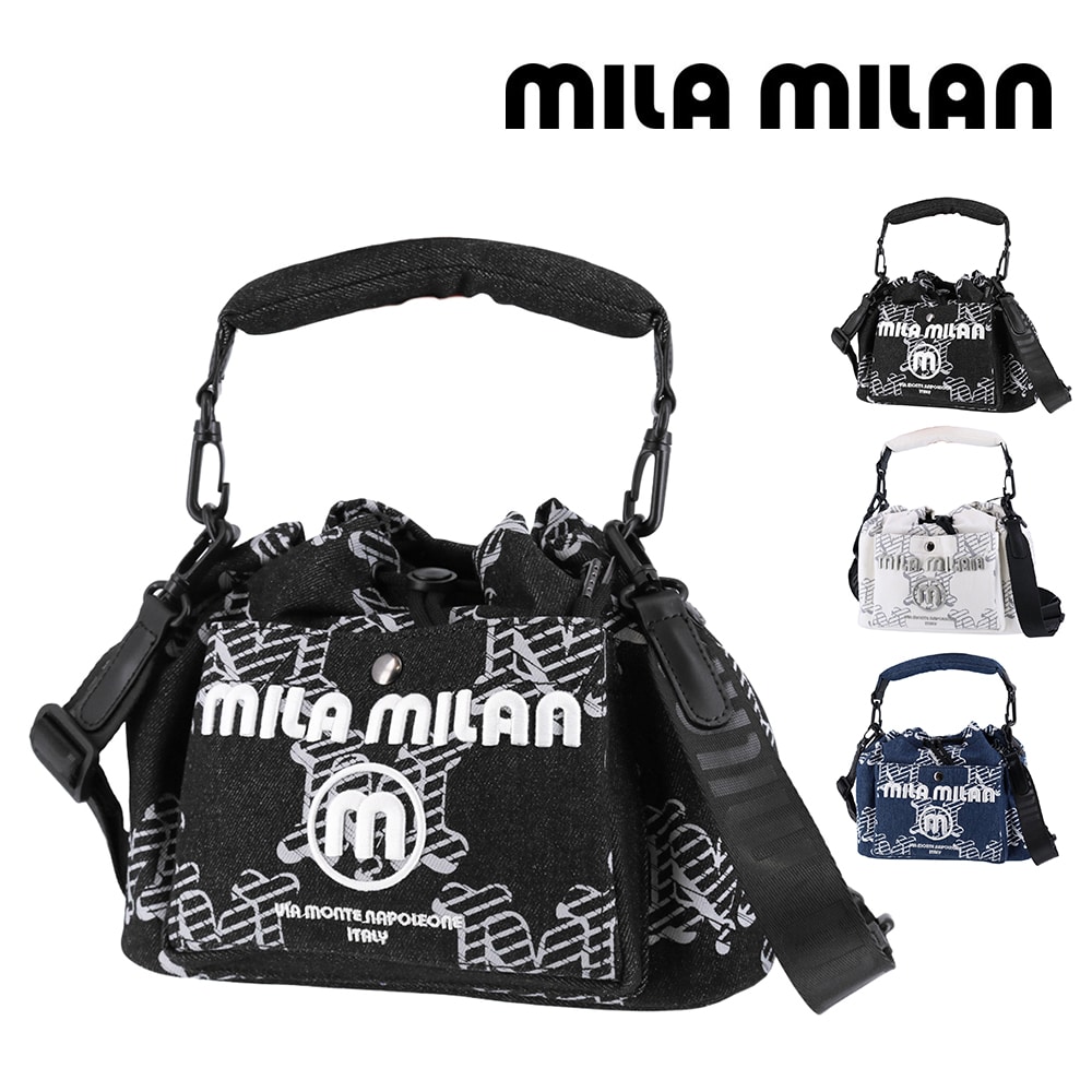 ミラ・ミラン バッグ ショルダーバッグ ハンドバッグ 2WAY mila milan デニーモ 巾着ショルダーバッグ A5サイズ 264122 メンズ レディース 送料無料 誕生日プレゼント ギフト ラッピング無料 【正規代理店】 1.ブラック -blk
