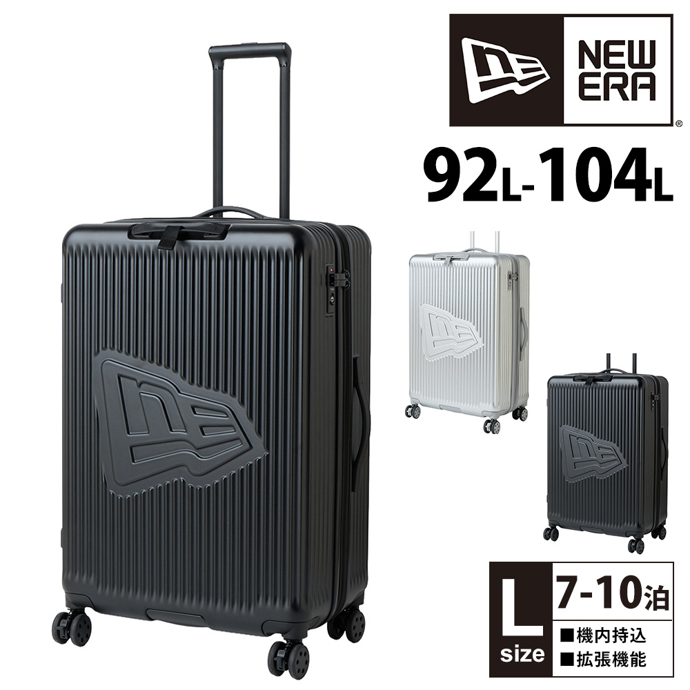 ニューエラ スーツケース Lサイズ 92L～104L 7泊～10泊 キャリーケース ハード 旅行 大型 NEW ERA ホイールキャリーケースラージ メンズ レディース ポイント10倍 送料無料 誕生日プレゼント ギフト 正規代理店 1.ブラック -14884557