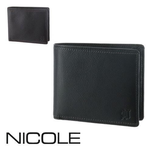 ニコル NICOLE メンディIII 二つ折り財布 7308002(7305602) 1.ブラック 10x10 メンズ