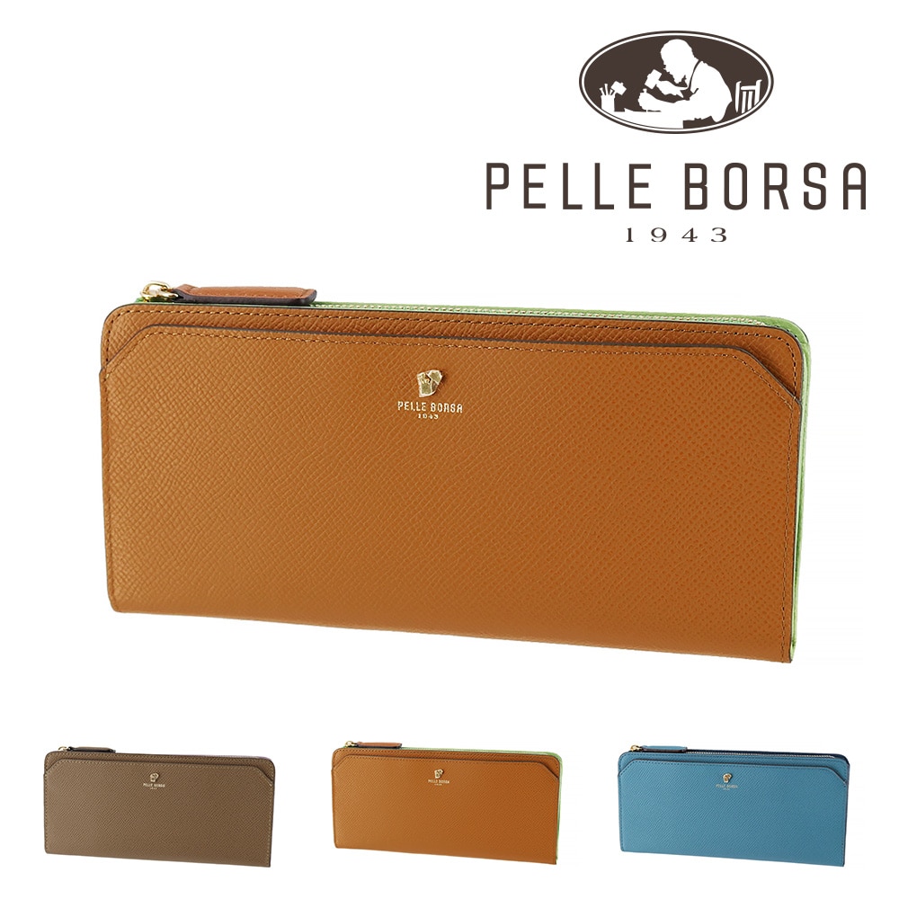 ペレボルサ PELLE BORSA フレンチカーフグッズ L字ファスナー長財布 203301 2.キャメル -47xca レディース