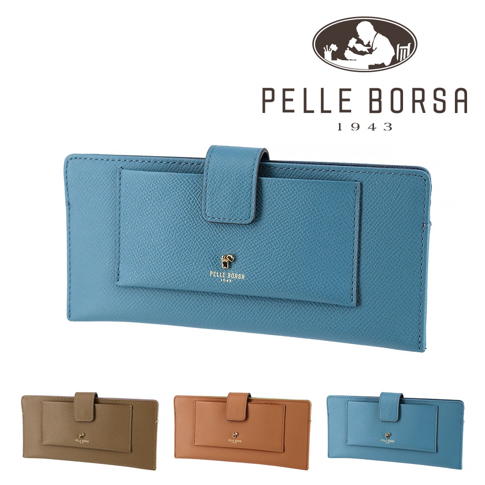 ペレボルサ PELLE BORSA フレンチカーフグッズ 長財布 203303 3.ブルー -61xbu レディース
