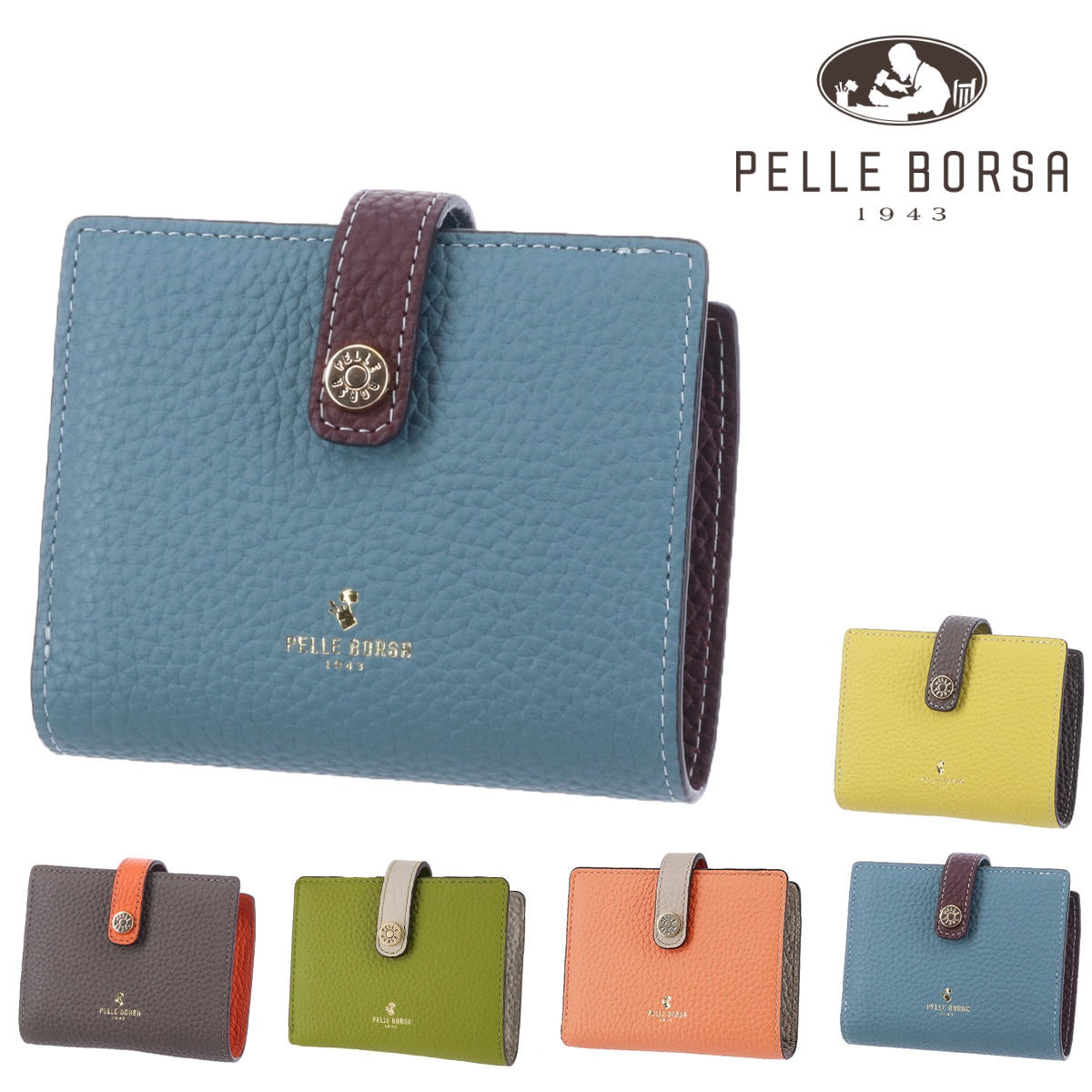 ペレボルサ PELLE BORSA レネットグッズ 二つ折り財布 204761 3.ブルーグレー -64xbg レディース