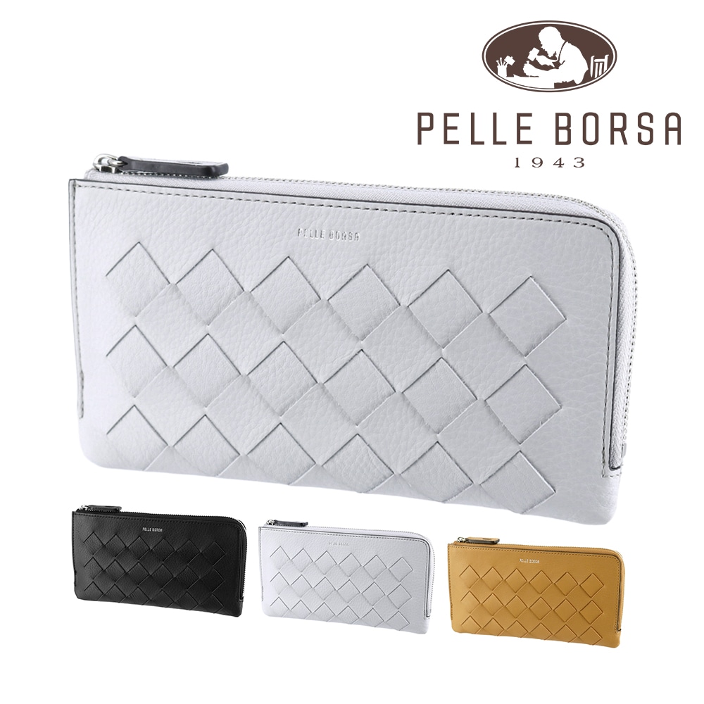 ペレボルサ 財布 長財布 小さめ 薄マチ 本革 PELLE BORSA クロノウィーブ メッシュL字ファスナーコンパクト長財布 205843 レディース 送料無料 誕生日プレゼント ギフト ラッピング無料 【正規代理店】 2.アイスグレ― -ig