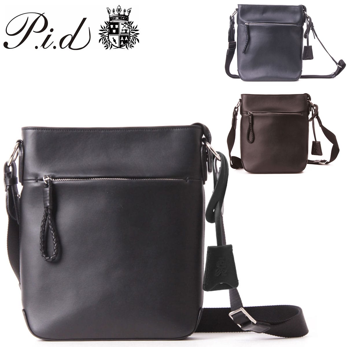 ピーアイディー P.I.D ショルダーバッグ 縦型 Ecrire エクリール paz103 1.ブラック 10x10 メンズ