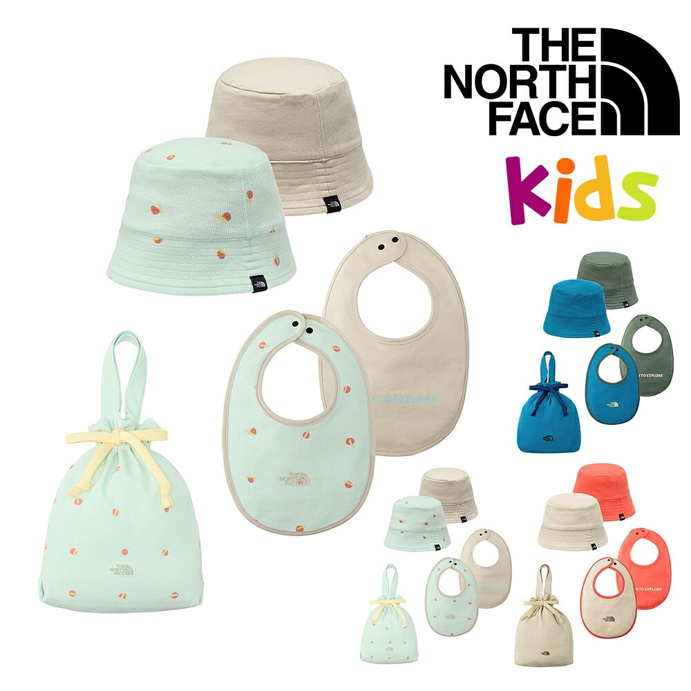 ノースフェイス ベビー 帽子 スタイ ハット よだれかけ ギフト 出産祝い THE NORTH FACE ハット＆ビブセット NNB02610 メンズ レディース キッズ 3.ウォブリングキュレーション -nnb02610wg-bm