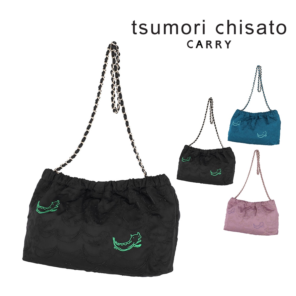 ツモリチサト バッグ ショルダーバッグ 斜めがけ ミニショルダー tsumori chisato なみネコししゅう A5サイズ 50886 レディース 大人 軽量 送料無料 誕生日プレゼント ギフト ラッピング無料 【正規代理店】 1.ブラック -01