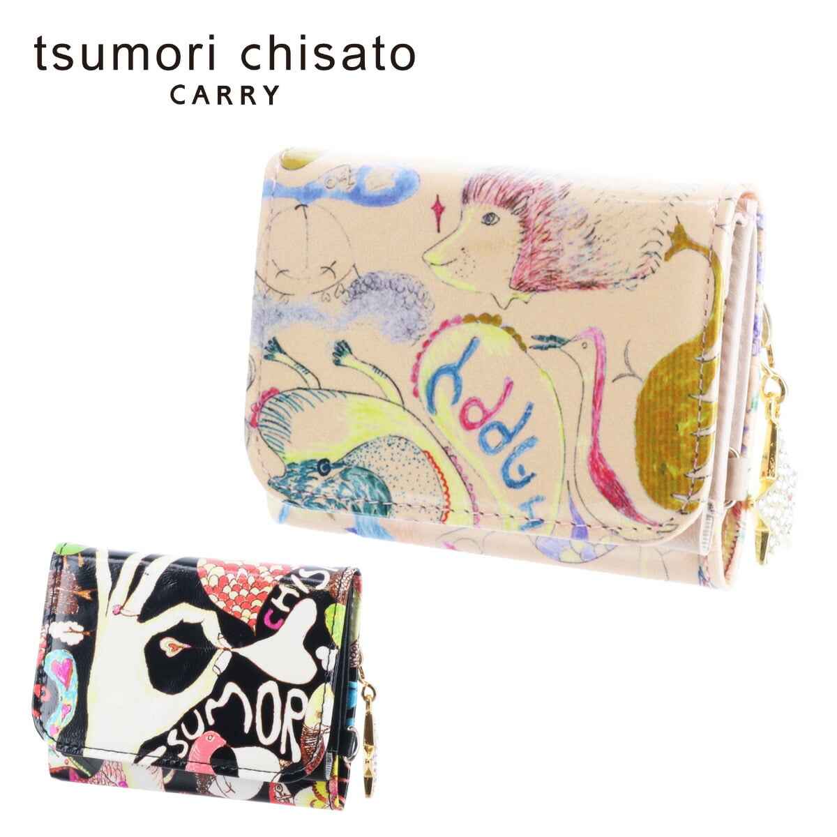 ツモリチサト 二つ折り財布 ハッピースタッフ tsumori chisato 57528 2.ベージュ 42x09 レディース