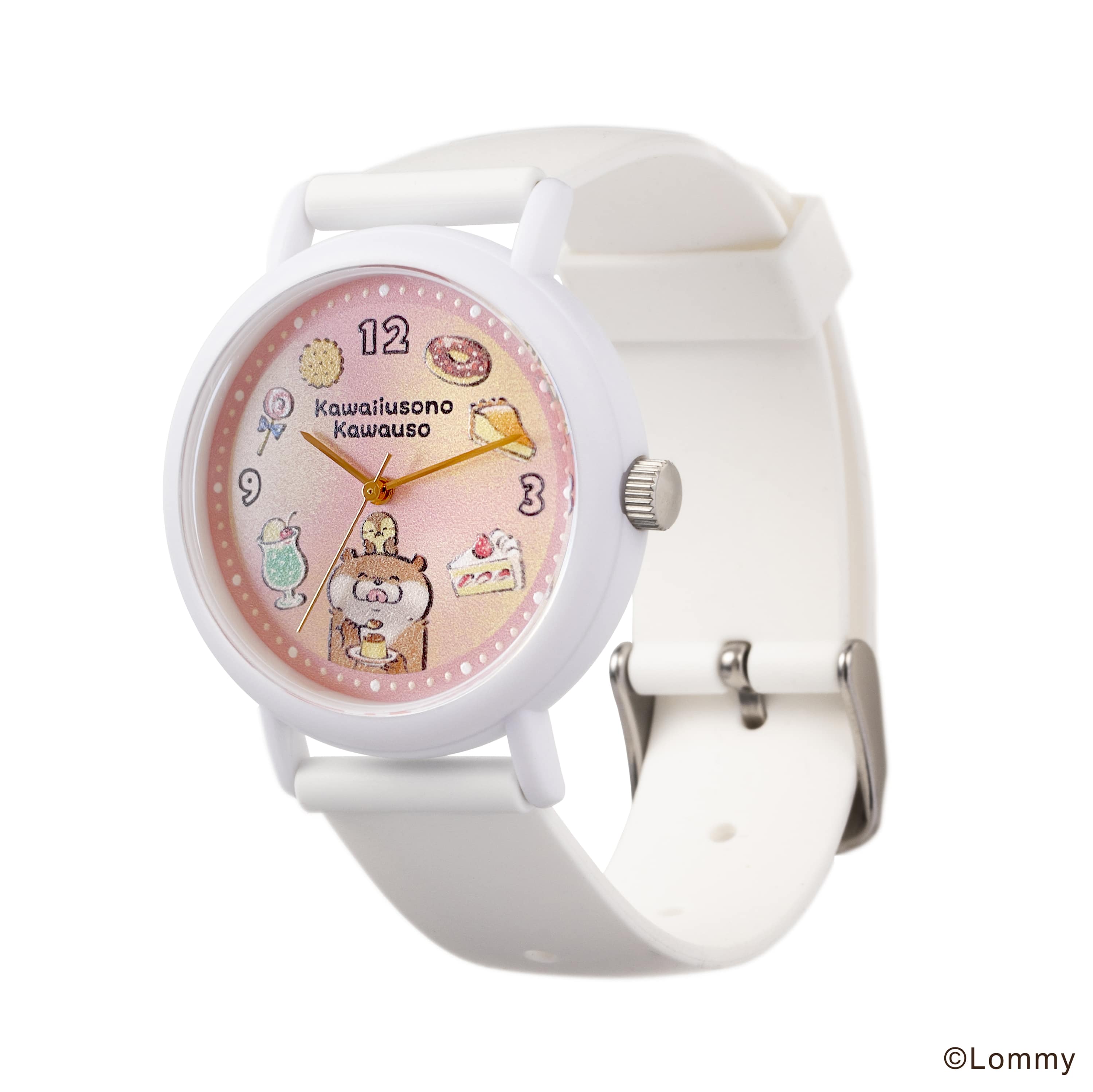 可愛い嘘のカワウソ × KAORU もぐもぐ selection -お菓子- KAORU012W1 日本製腕時計 おかし (ホワイト)