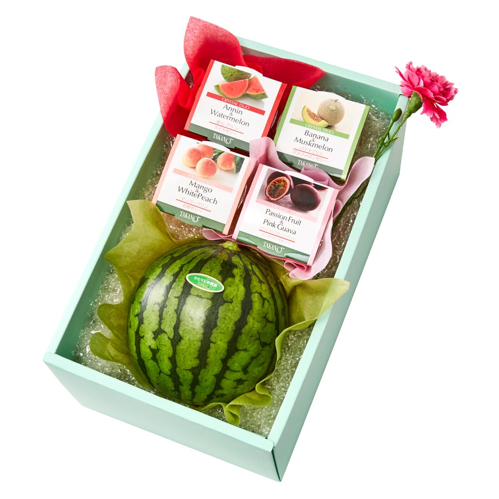 新宿高野 母の日小玉西瓜＆クリスタルデュオギフトEC #29100 | 高野 高野フルーツ 果物 フルーツ フルーツ詰め合わせ フルーツギフト 詰め合わせセット 母の日ギフト プレゼント フルーツセット フルーツバスケット ギフト 花以外 お取り寄せ 父の日 父の日ギフト 感謝