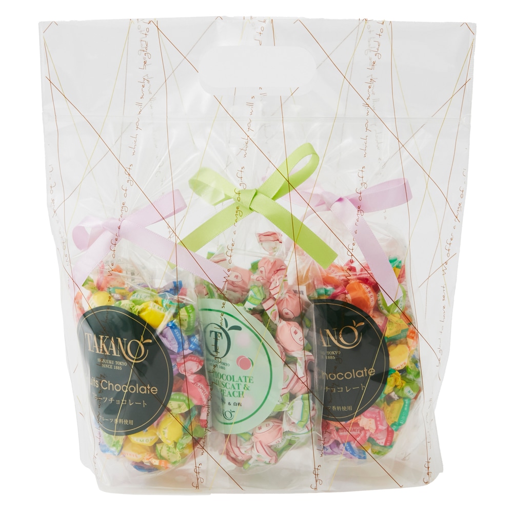 新宿高野 シャインマスカット＆白桃チョコ＆フルーツチョコ3入バッグ