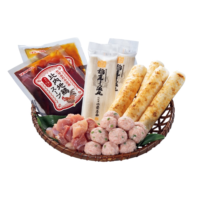 お歳暮 【冷凍】比内地鶏ときりたんぽ稲庭うどんセットB 冬ギフト 送料込み