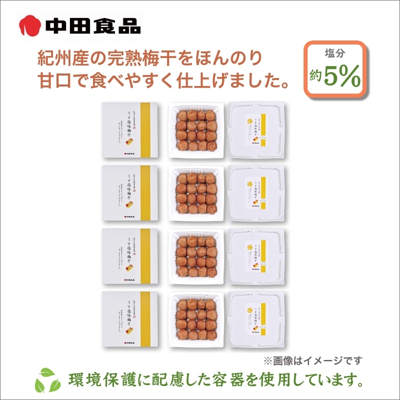 中田食品 紀州の完熟南高梅 うす塩味梅干 4箱 送料込み