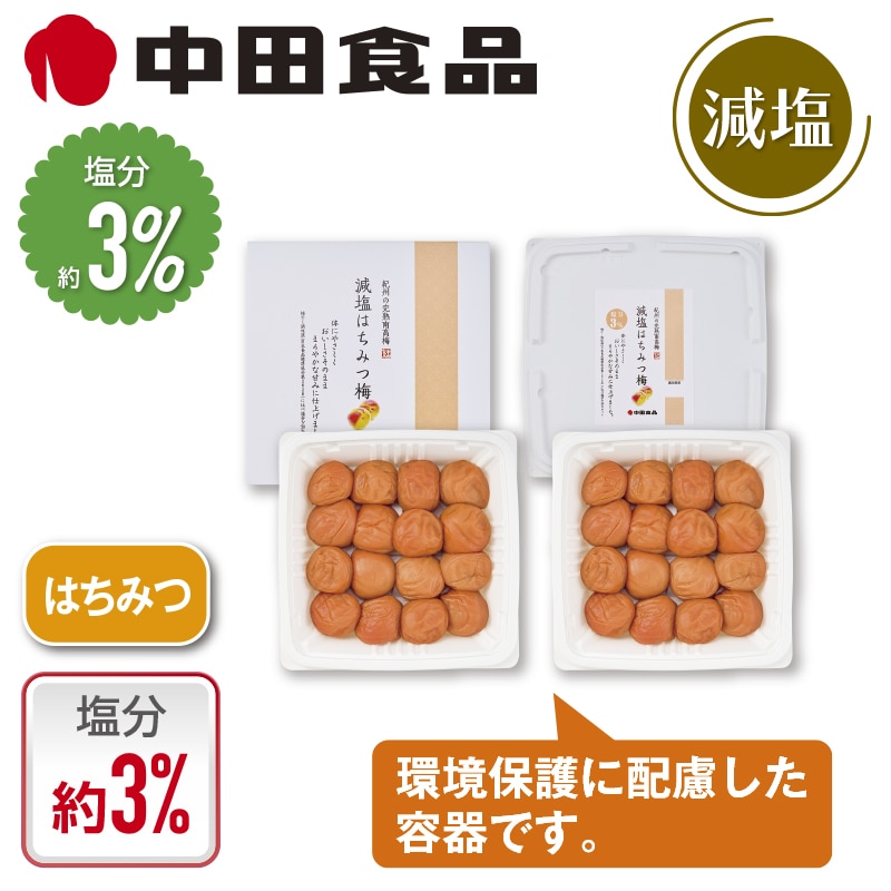 中田食品 紀州の完熟南高梅 減塩はちみつ梅 2箱 送料込み