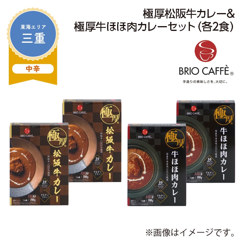 極厚松阪牛カレー&極厚牛ほほ肉カレーセット B(各2食) 送料込み