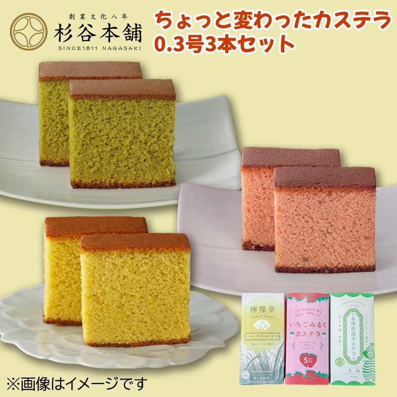 杉谷本舗　ちょっと変わったカステラ０．３号３本セット 送料込み