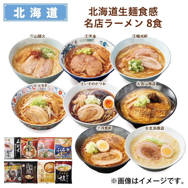北海道生麺食感名店ラーメン　８食 送料込み