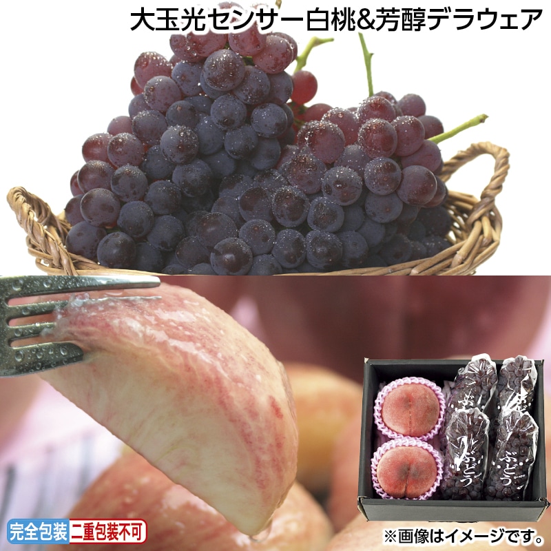 お中元 大玉光センサー白桃＆芳醇デラウェア 御中元 夏ギフト ギフト 贈答 送料込み