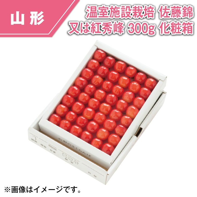 温室施設栽培　佐藤錦又は紅秀峰　３００ｇ　化粧箱 送料込み