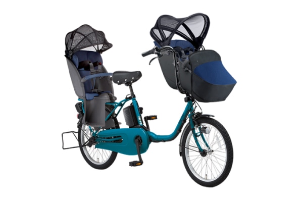 子供乗せ自転車 電動アシスト自転車 Panasonic(パナソニック) 3人乗り用チャイルドシート付きギュット・クルーム・EX ディープエメラルドブルー 20インチ 2024年モデル BE-FFE032-CP