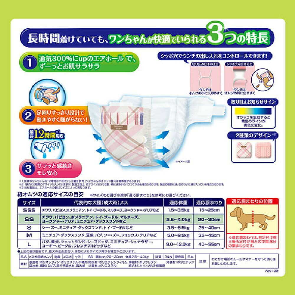 ユニ・チャーム マナーウェア 長時間 女の子 SS 34枚