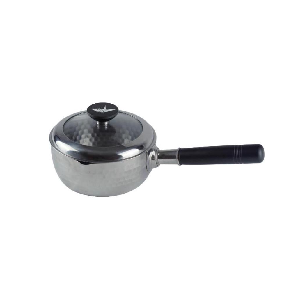 雪平鍋 ガラス蓋付 ステンレス 片手鍋 16cm メーカー直送 ▼返品・キャンセル不可【他商品との同時購入不可】