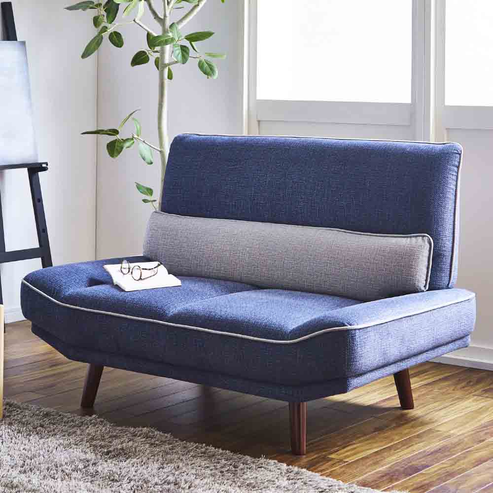 引っかき傷に強い2人掛けソファ SO-ROND-BL メーカー直送 ▼返品・キャンセル不可【他商品との同時購入不可】
