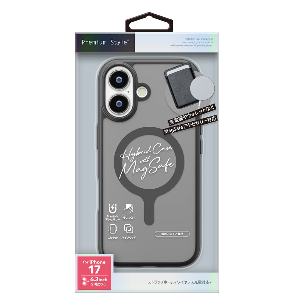 PGA iPhone 17用 MagSafe対応 ハイブリッドケース ブラック PG-25AMH01BK 35g