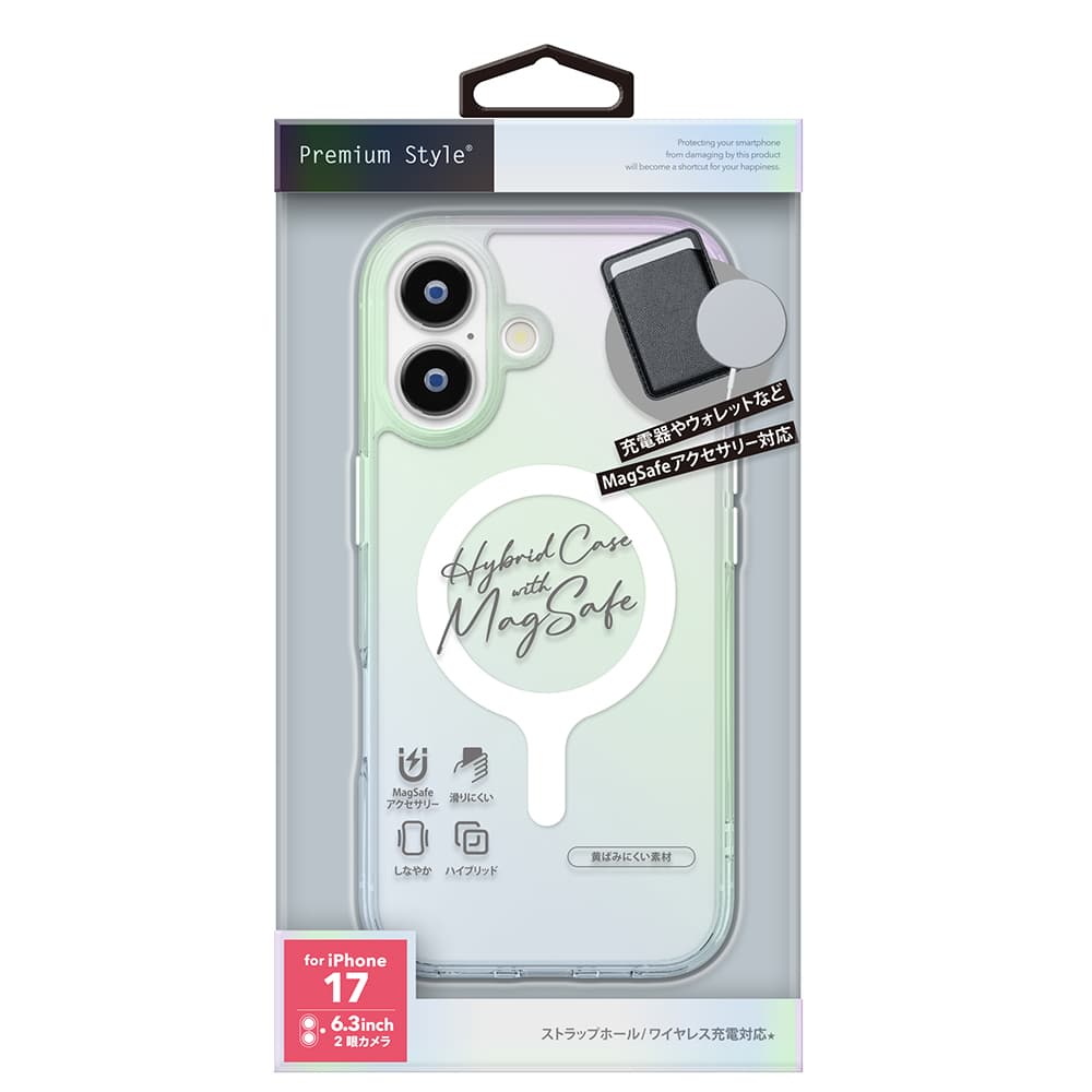 PGA iPhone 17用 MagSafe対応 ハイブリッドケース オーロラ PG-25AMH04AR 35g