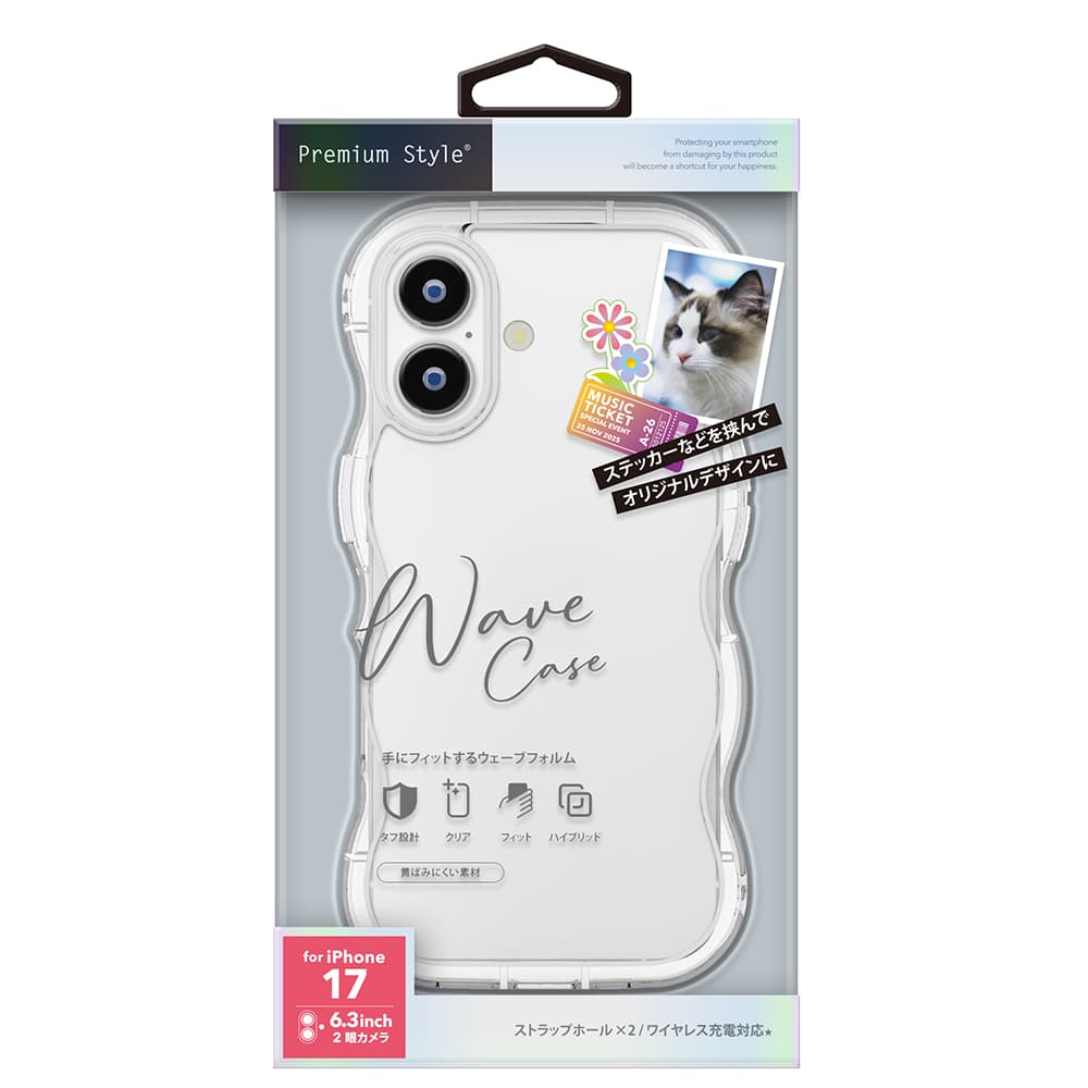 PGA iPhone 17用 ウェーブケース クリア PG-25AWH01CL 35g