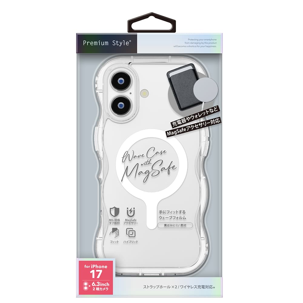 PGA iPhone 17用 MagSafe対応 ウェーブケース クリア PG-25AMW01CL 35g
